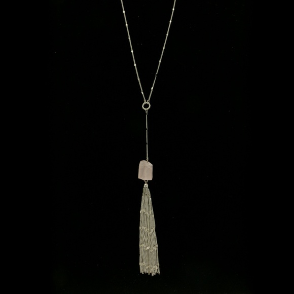 Semi-Precious Tassel -Necklace Silver & Pink NWT - Picture 3 of 3